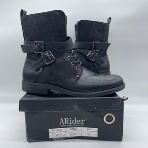 ARider Antonio-01 Men's Size 9.5 Moto Leather Boots Black Casual Shoes